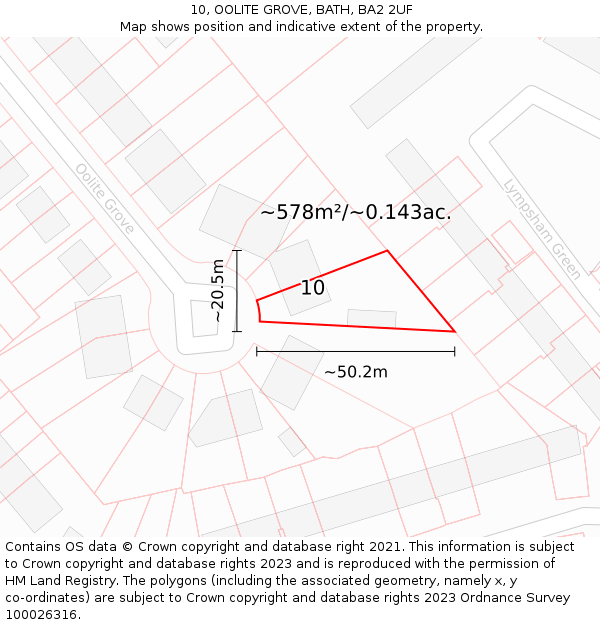 10, OOLITE GROVE, BATH, BA2 2UF: Plot and title map