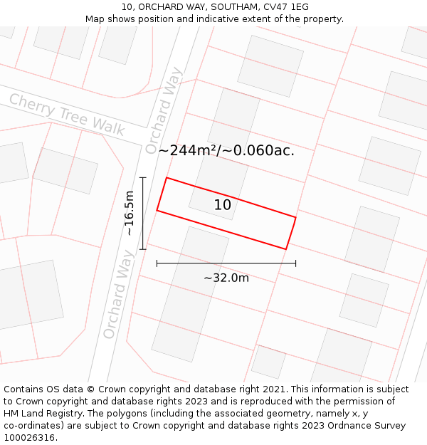 10, ORCHARD WAY, SOUTHAM, CV47 1EG: Plot and title map