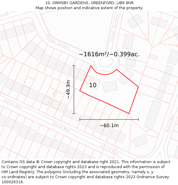 10, ORMSBY GARDENS, GREENFORD, UB6 9NR: Plot and title map