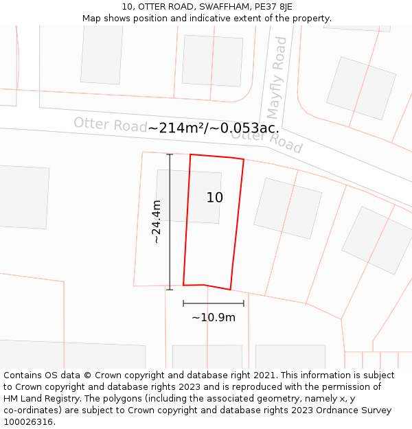 10, OTTER ROAD, SWAFFHAM, PE37 8JE: Plot and title map