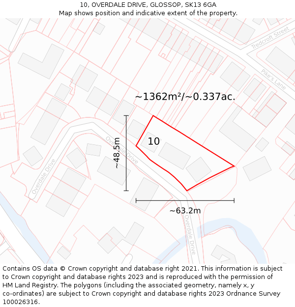 10, OVERDALE DRIVE, GLOSSOP, SK13 6GA: Plot and title map