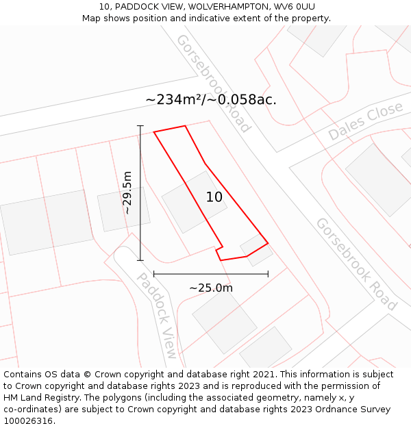 10, PADDOCK VIEW, WOLVERHAMPTON, WV6 0UU: Plot and title map