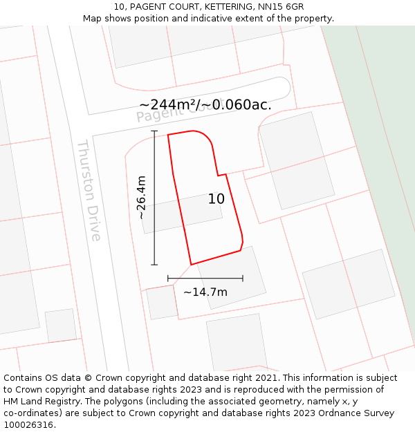 10, PAGENT COURT, KETTERING, NN15 6GR: Plot and title map