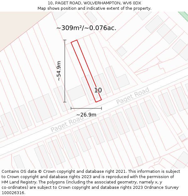 10, PAGET ROAD, WOLVERHAMPTON, WV6 0DX: Plot and title map