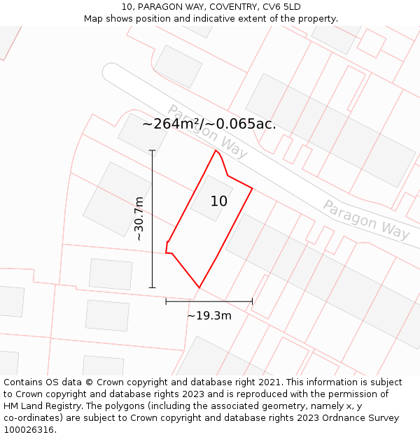 10, PARAGON WAY, COVENTRY, CV6 5LD: Plot and title map