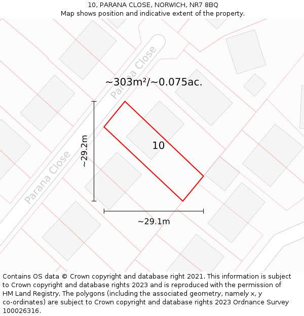 10, PARANA CLOSE, NORWICH, NR7 8BQ: Plot and title map