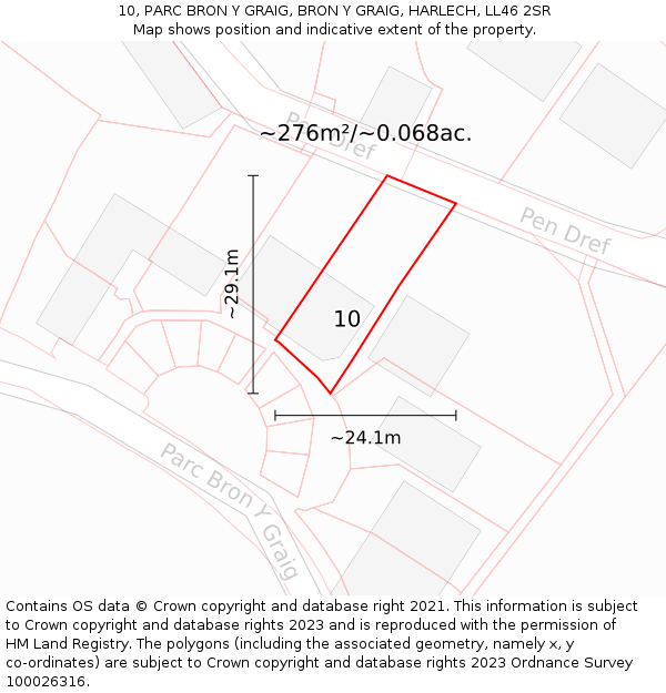 10, PARC BRON Y GRAIG, BRON Y GRAIG, HARLECH, LL46 2SR: Plot and title map