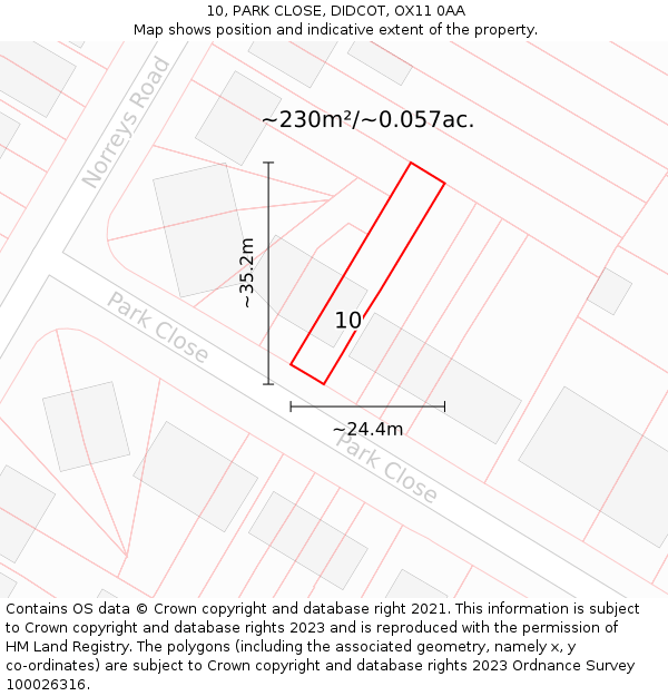 10, PARK CLOSE, DIDCOT, OX11 0AA: Plot and title map