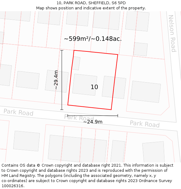 10, PARK ROAD, SHEFFIELD, S6 5PD: Plot and title map