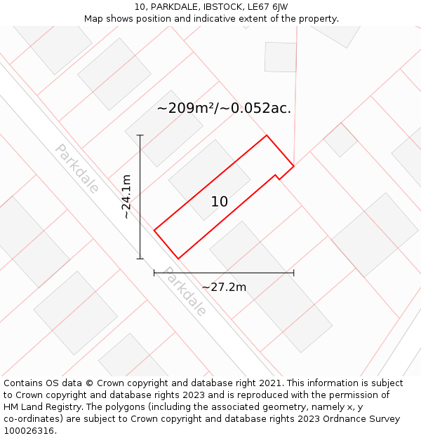 10, PARKDALE, IBSTOCK, LE67 6JW: Plot and title map