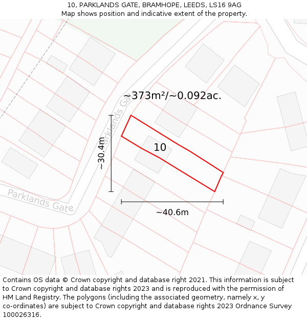 10, PARKLANDS GATE, BRAMHOPE, LEEDS, LS16 9AG: Plot and title map