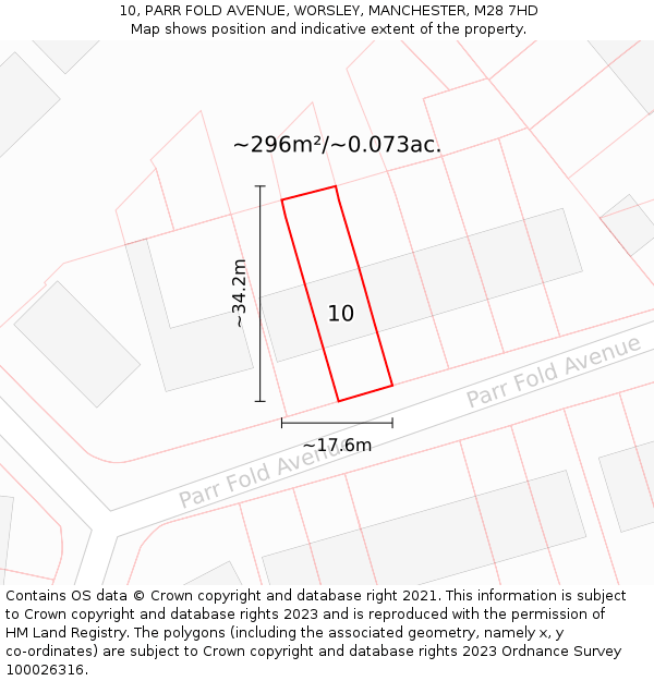 10, PARR FOLD AVENUE, WORSLEY, MANCHESTER, M28 7HD: Plot and title map