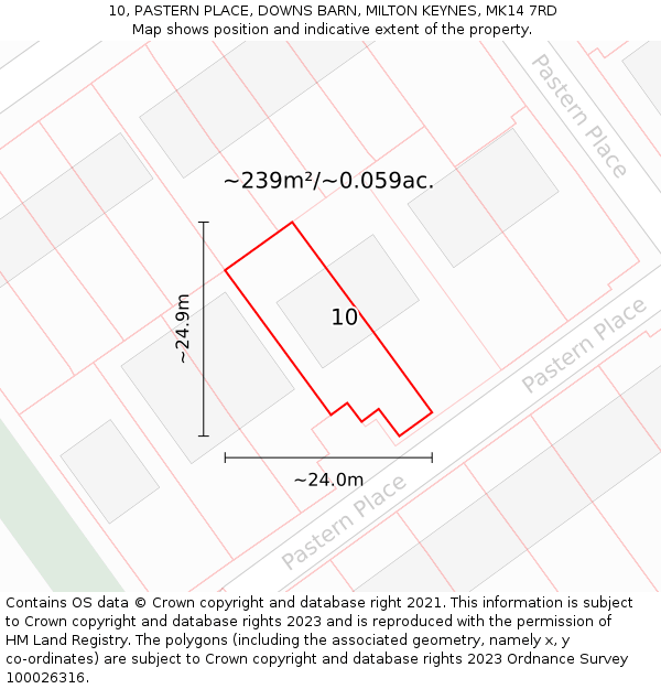 10, PASTERN PLACE, DOWNS BARN, MILTON KEYNES, MK14 7RD: Plot and title map