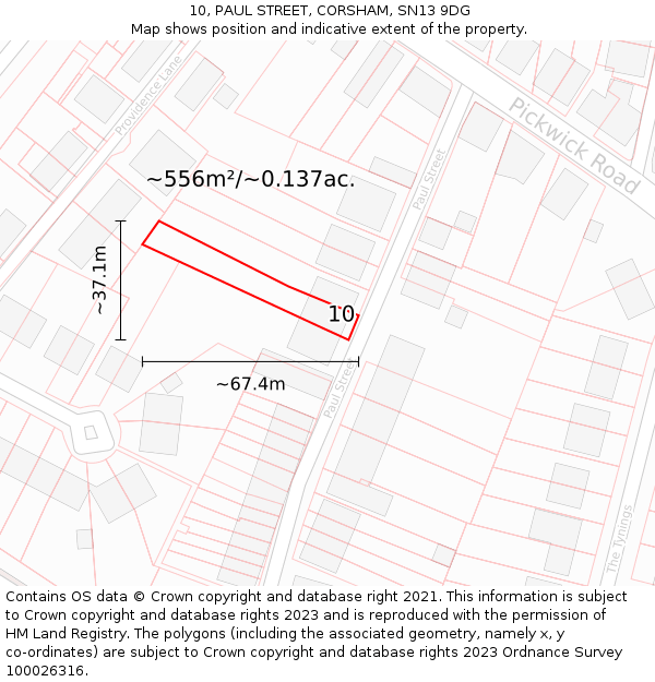 10, PAUL STREET, CORSHAM, SN13 9DG: Plot and title map