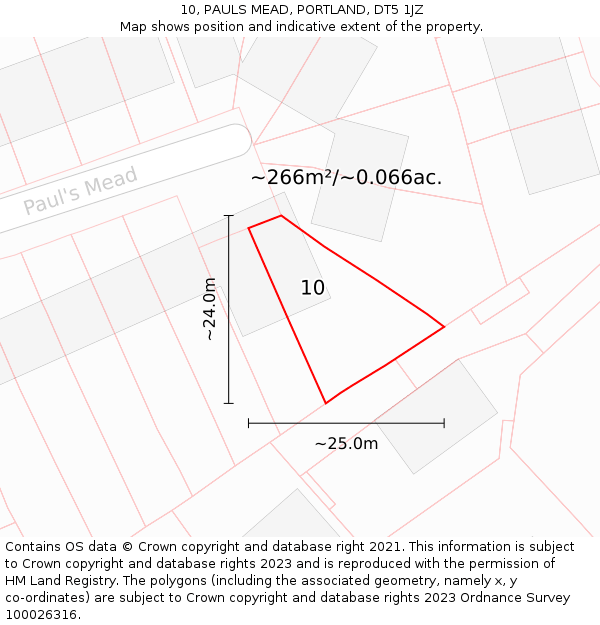 10, PAULS MEAD, PORTLAND, DT5 1JZ: Plot and title map