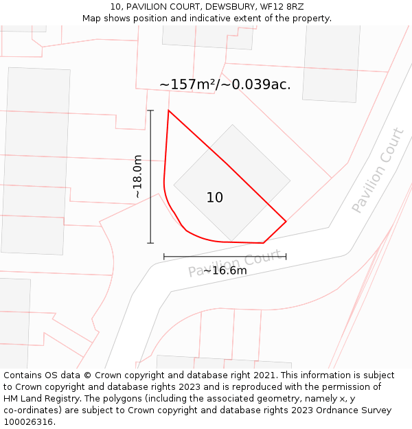 10, PAVILION COURT, DEWSBURY, WF12 8RZ: Plot and title map