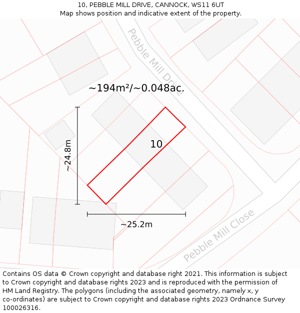 10, PEBBLE MILL DRIVE, CANNOCK, WS11 6UT: Plot and title map