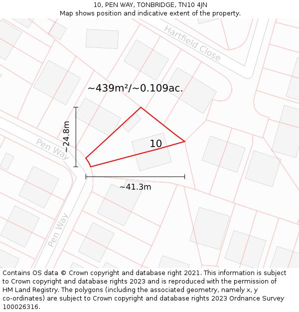10, PEN WAY, TONBRIDGE, TN10 4JN: Plot and title map