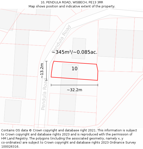 10, PENDULA ROAD, WISBECH, PE13 3RR: Plot and title map