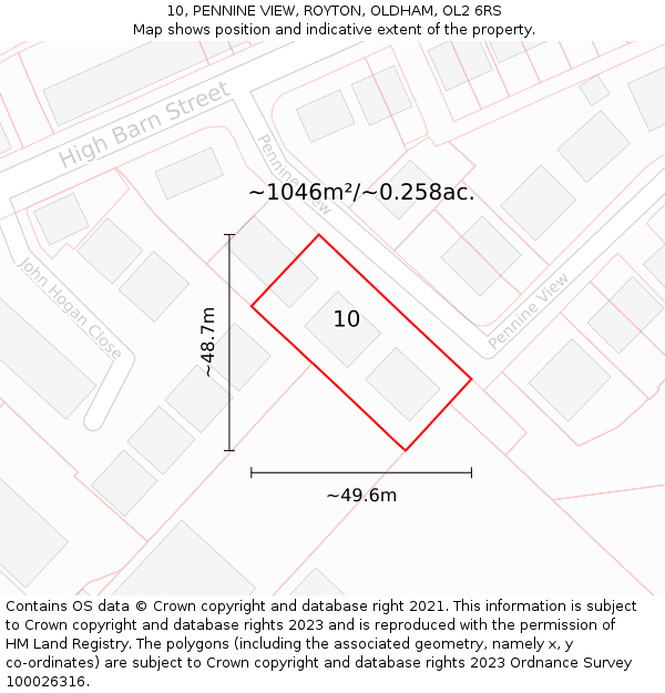 10, PENNINE VIEW, ROYTON, OLDHAM, OL2 6RS: Plot and title map
