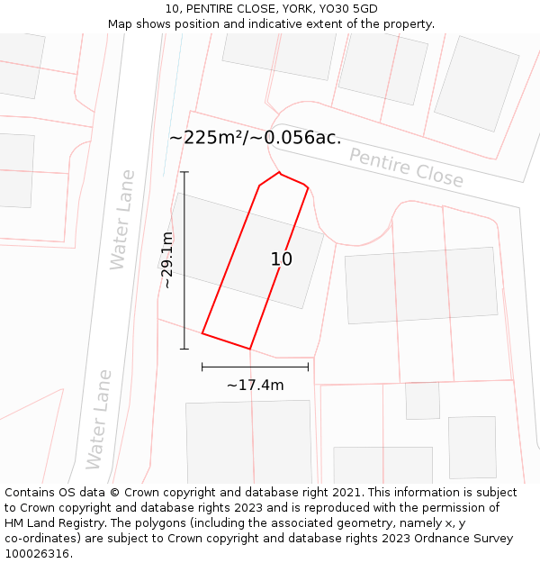 10, PENTIRE CLOSE, YORK, YO30 5GD: Plot and title map