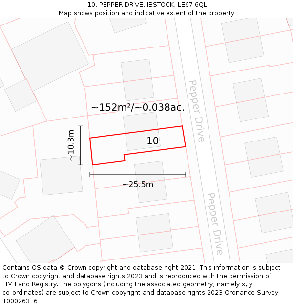 10, PEPPER DRIVE, IBSTOCK, LE67 6QL: Plot and title map