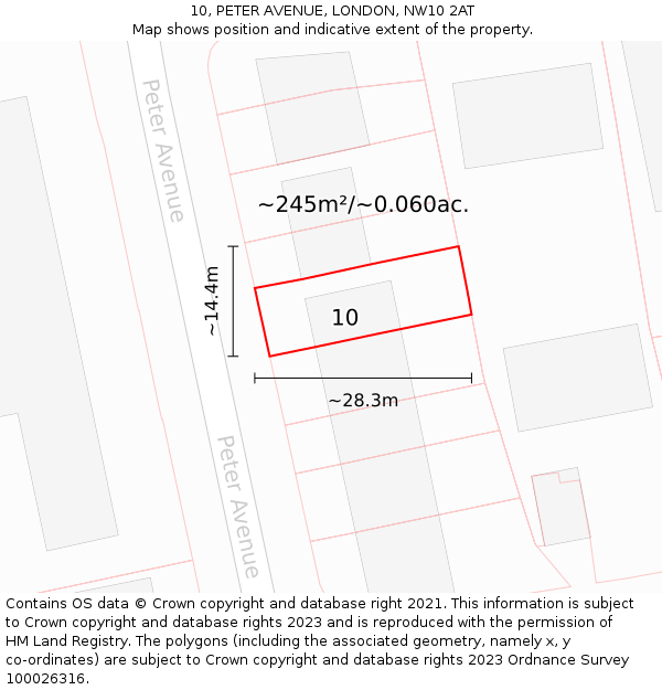 10, PETER AVENUE, LONDON, NW10 2AT: Plot and title map