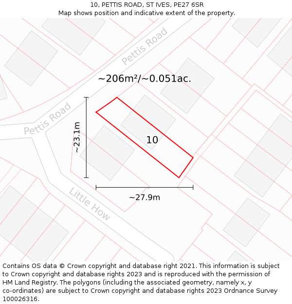 10, PETTIS ROAD, ST IVES, PE27 6SR: Plot and title map