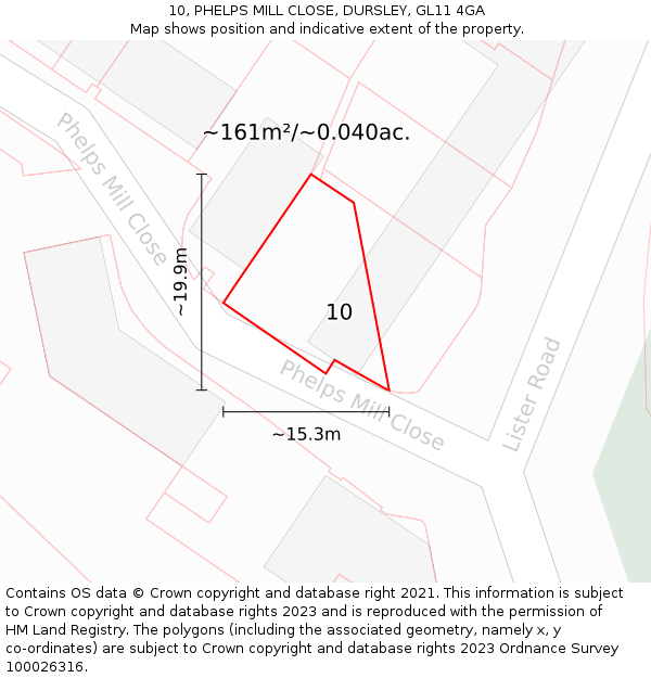 10, PHELPS MILL CLOSE, DURSLEY, GL11 4GA: Plot and title map