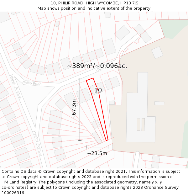 10, PHILIP ROAD, HIGH WYCOMBE, HP13 7JS: Plot and title map