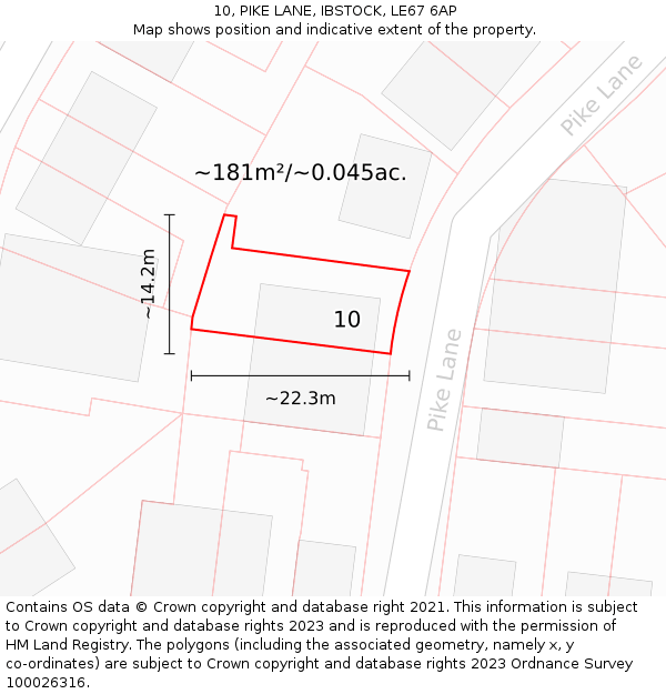 10, PIKE LANE, IBSTOCK, LE67 6AP: Plot and title map