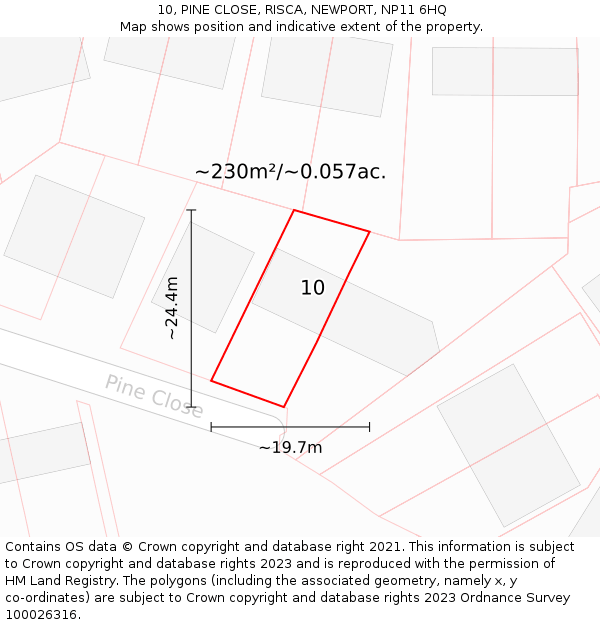 10, PINE CLOSE, RISCA, NEWPORT, NP11 6HQ: Plot and title map