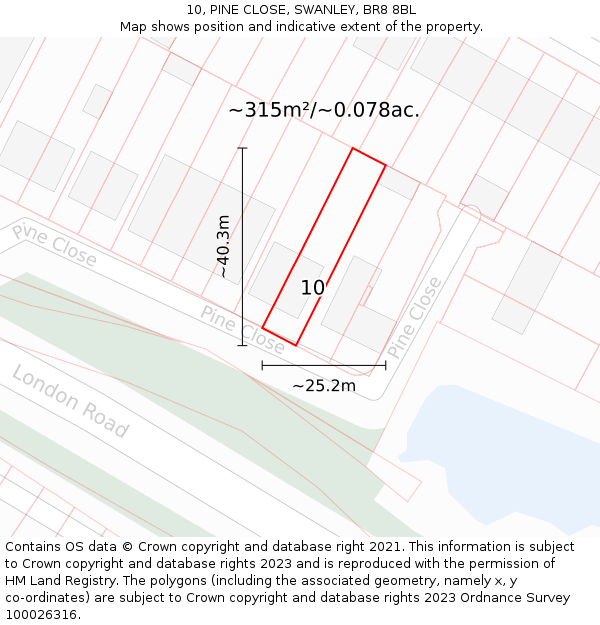 10, PINE CLOSE, SWANLEY, BR8 8BL: Plot and title map