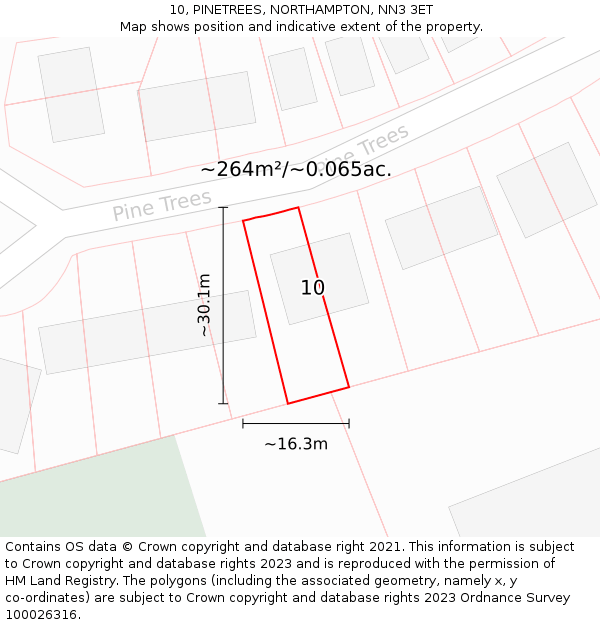 10, PINETREES, NORTHAMPTON, NN3 3ET: Plot and title map