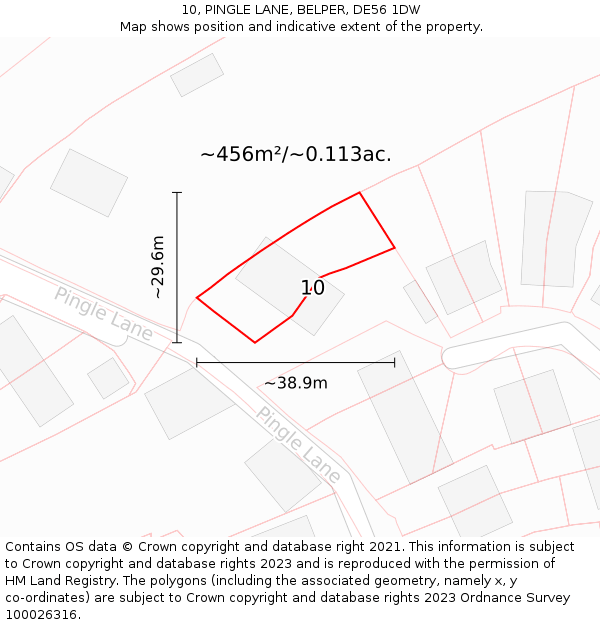 10, PINGLE LANE, BELPER, DE56 1DW: Plot and title map