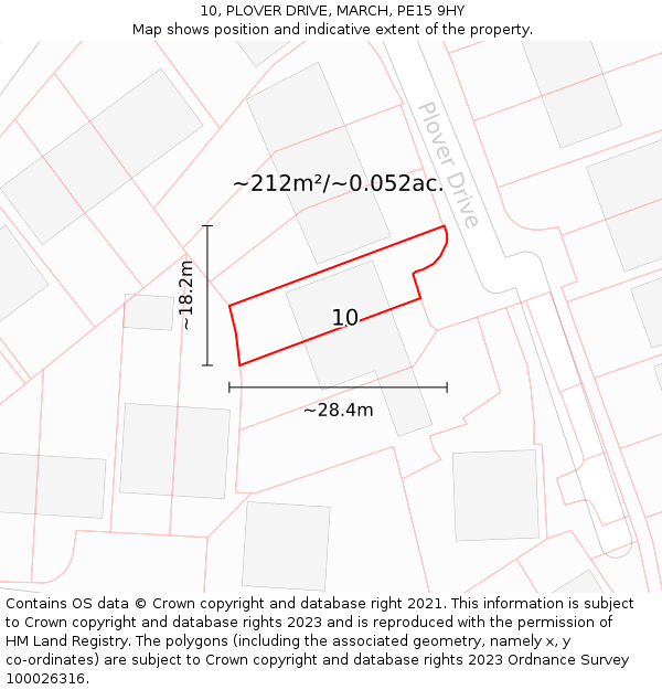 10, PLOVER DRIVE, MARCH, PE15 9HY: Plot and title map
