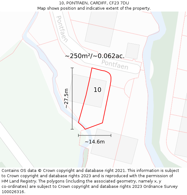 10, PONTFAEN, CARDIFF, CF23 7DU: Plot and title map