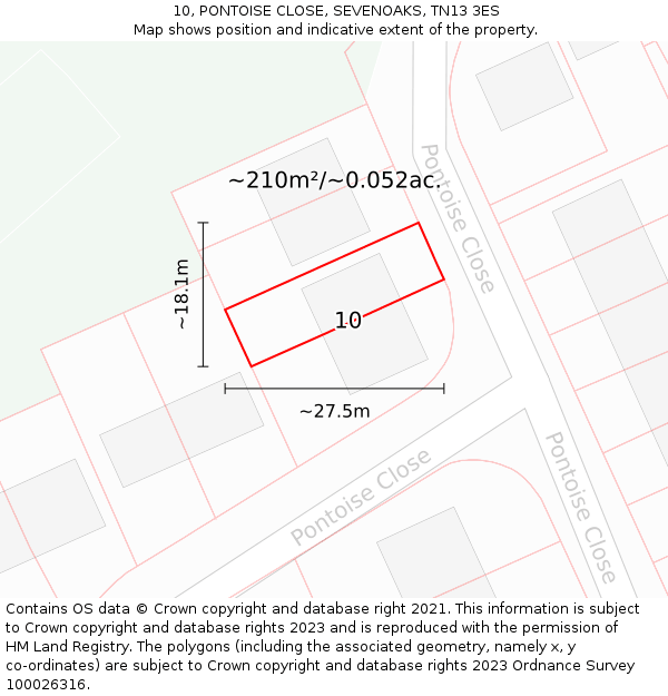 10, PONTOISE CLOSE, SEVENOAKS, TN13 3ES: Plot and title map