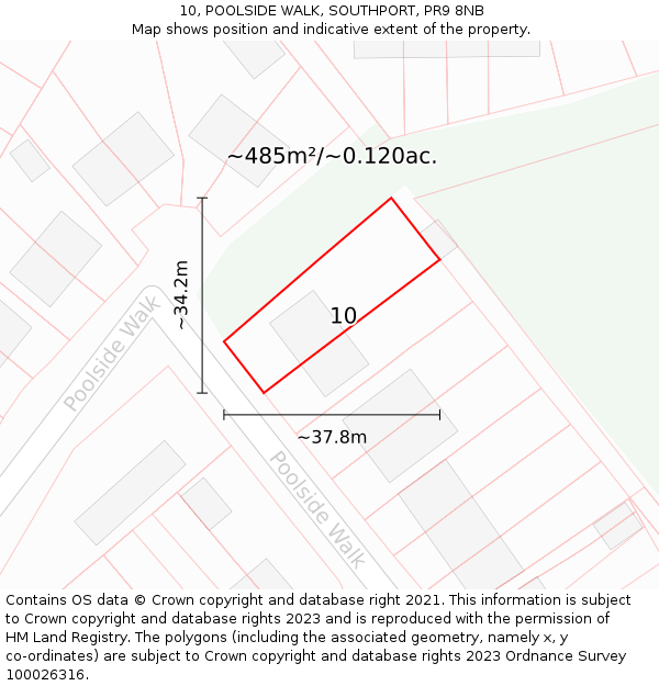 10, POOLSIDE WALK, SOUTHPORT, PR9 8NB: Plot and title map