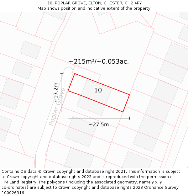 10, POPLAR GROVE, ELTON, CHESTER, CH2 4PY: Plot and title map
