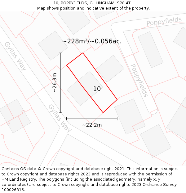 10, POPPYFIELDS, GILLINGHAM, SP8 4TH: Plot and title map