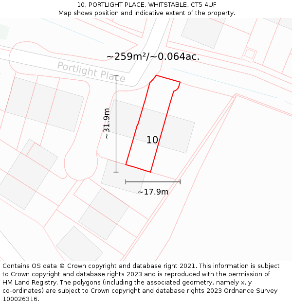 10, PORTLIGHT PLACE, WHITSTABLE, CT5 4UF: Plot and title map