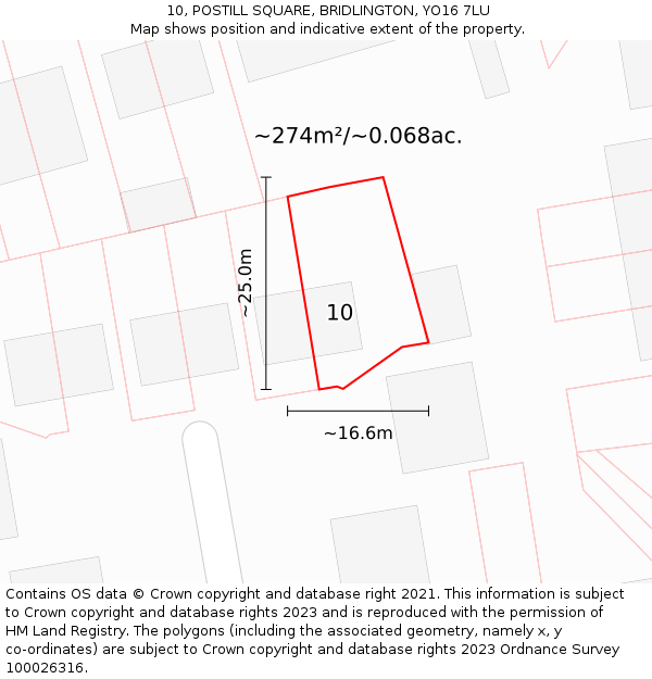 10, POSTILL SQUARE, BRIDLINGTON, YO16 7LU: Plot and title map