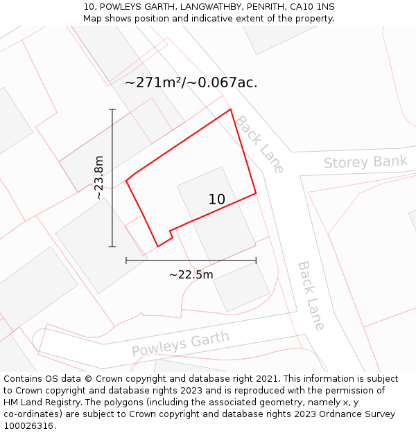 10, POWLEYS GARTH, LANGWATHBY, PENRITH, CA10 1NS: Plot and title map