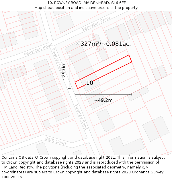 10, POWNEY ROAD, MAIDENHEAD, SL6 6EF: Plot and title map