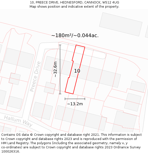 10, PREECE DRIVE, HEDNESFORD, CANNOCK, WS12 4UG: Plot and title map