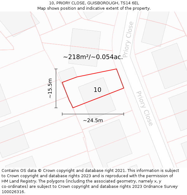 10, PRIORY CLOSE, GUISBOROUGH, TS14 6EL: Plot and title map