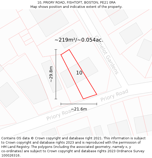10, PRIORY ROAD, FISHTOFT, BOSTON, PE21 0RA: Plot and title map