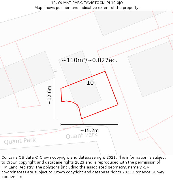 10, QUANT PARK, TAVISTOCK, PL19 0JQ: Plot and title map