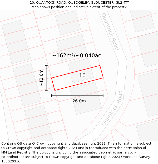 10, QUANTOCK ROAD, QUEDGELEY, GLOUCESTER, GL2 4TT: Plot and title map